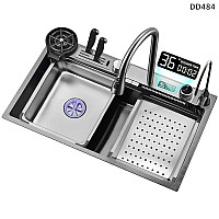 Πολυλειτουργικός νεροχύτης κουζίνας με λειτουργία καταρράκτη από ανοξείδωτο χάλυβα - DD484 - Sellzone.bg Πολυλειτουργικός νεροχύτης κουζίνας με λειτουργία καταρράκτη από ανοξείδωτο χάλυβα - DD484